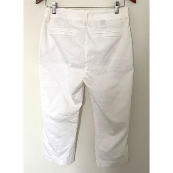 NYDJ White Lift Tuck Crop Chino Pants Cotton Blend Straight Crop Sz 6 - Picture 2 of 11